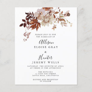 Prospectus 11,4 Cm X 14,2 Cm Flyer budgétaire Faire-part de mariage automne