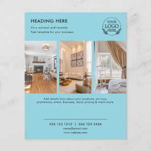 Prospectus 11,4 Cm X 14,2 Cm Flyer commercial minimaliste   Logo et photo