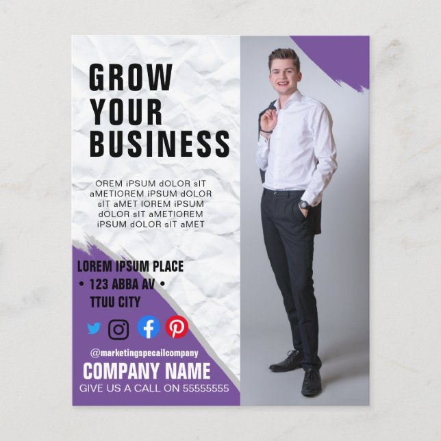 Prospectus 11,4 Cm X 14,2 Cm Flyer d'affiche de marketing d'entreprise (Devant)