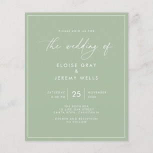 Prospectus 11,4 Cm X 14,2 Cm Flyer de Faire-part de mariage vert d'échelle budg