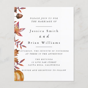 Prospectus 11,4 Cm X 14,2 Cm Flyer de mariage tournesol marron pumpkin