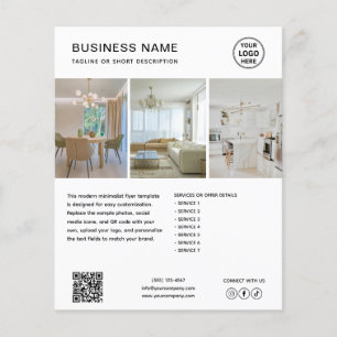 Prospectus 11,4 Cm X 14,2 Cm Flyer de marketing commercial blanc minimaliste pe