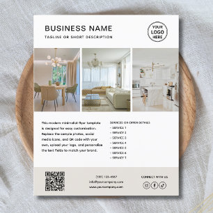 Prospectus 11,4 Cm X 14,2 Cm Flyer de marketing minimaliste avec logo personnal