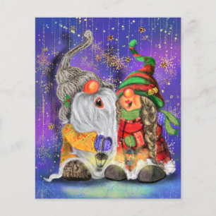 Prospectus 11,4 Cm X 14,2 Cm Flyer de Noël Couple Gnomes chanter amusant