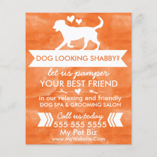 Prospectus 11,4 Cm X 14,2 Cm Flyer de toilettage de chiens orange tendance - Pe