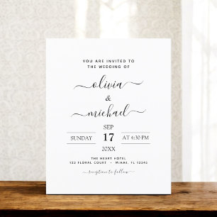 Prospectus 11,4 Cm X 14,2 Cm Flyer de typographie moderne de mariage noir et bl