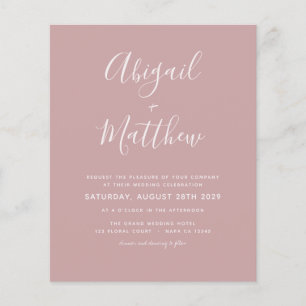 Prospectus 11,4 Cm X 14,2 Cm Flyer d'invitation de mariage simple rose poussiér