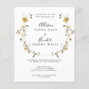 Prospectus 11,4 Cm X 14,2 Cm Flyer Faire-part de mariage budgétaire