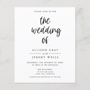 Prospectus 11,4 Cm X 14,2 Cm Flyer Faire-part de mariage budgétaire