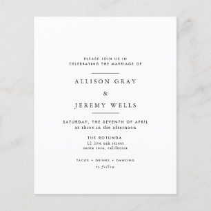 Prospectus 11,4 Cm X 14,2 Cm Flyer Faire-part de mariage budgétaire