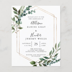 Prospectus 11,4 Cm X 14,2 Cm Flyer Faire-part de mariage budgétaire