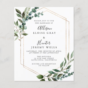Prospectus 11,4 Cm X 14,2 Cm Flyer Faire-part de mariage budgétaire