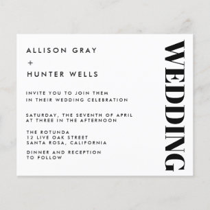 Prospectus 11,4 Cm X 14,2 Cm Flyer Faire-part de mariage budgétaire