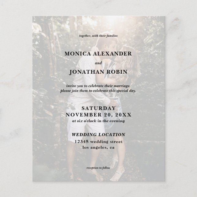 Prospectus 11,4 Cm X 14,2 Cm Flyer Mariage photo moderne Budget (Devant)