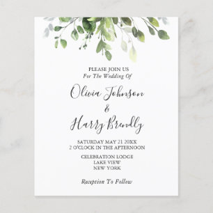 Prospectus 11,4 Cm X 14,2 Cm Flyer Mariage Rustique Eucalyptus Budget
