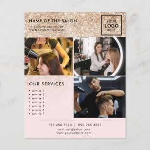 Prospectus 11,4 Cm X 14,2 Cm Flyer photo Gold Parties scintillant Pink Marketin