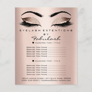 Prospectus 11,4 Cm X 14,2 Cm Flyer Rose Pailleté Salon de Beauté Maquilleuse
