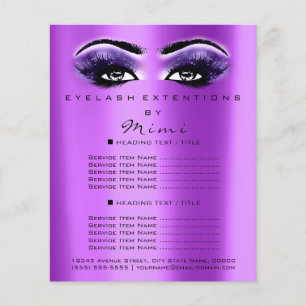 Prospectus 11,4 Cm X 14,2 Cm Flyer violet pour Salon de Beauté Artiste Maquille