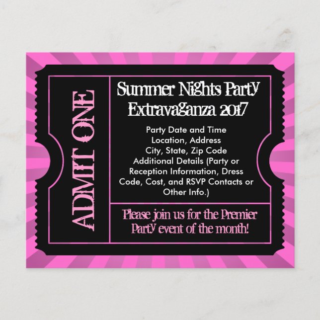 Prospectus 11,4 Cm X 14,2 Cm Flyers de billets roses chauds, impression personn (Devant)