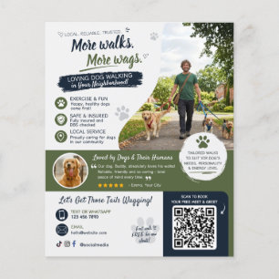 Prospectus 11,4 Cm X 14,2 Cm Flyers de code QR pour la promenade de chiens et l