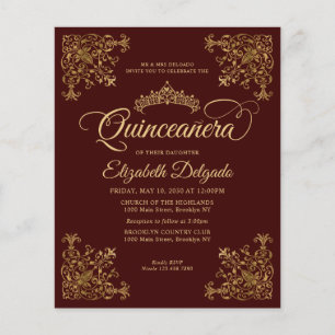 Prospectus 11,4 Cm X 14,2 Cm Frame or Vintage Bourgogne Quinceanera