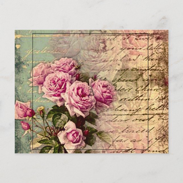 Prospectus 11,4 Cm X 14,2 Cm francais chic, shabby chic, roses roses roses, flo (Dos)