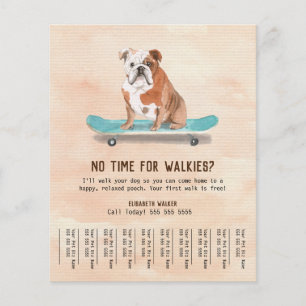 Prospectus 11,4 Cm X 14,2 Cm Fun Dog sur skateboard Dog Walker Tear Sheet Creme
