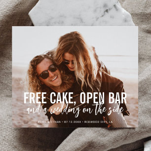 Prospectus 11,4 Cm X 14,2 Cm Funny Free Cake Open Bar Wedding Enregistrer La Da