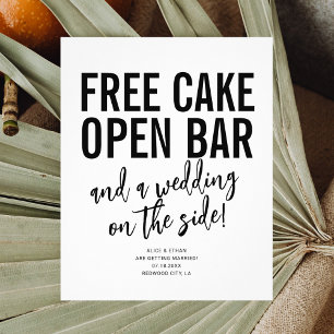 Prospectus 11,4 Cm X 14,2 Cm Funny Free Cake Open Bar Wedding Enregistrer La Da
