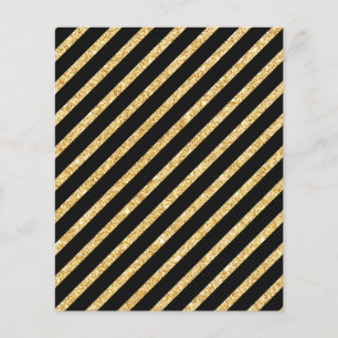 Prospectus 11,4 Cm X 14,2 Cm Gold Glitter and Black Diagonal Stripes Pattern