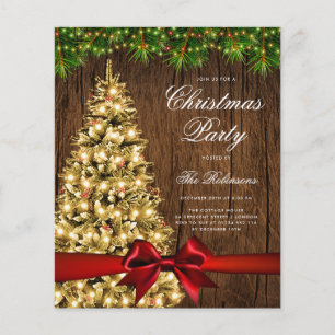 Prospectus 11,4 Cm X 14,2 Cm Gold Rustic Christmas Tree Invitation Menu du prog