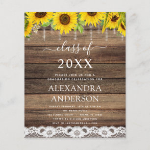 Prospectus 11,4 Cm X 14,2 Cm Graduation Budget Sunflower Rustic 2022 Invitation