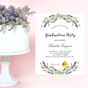 Prospectus 11,4 Cm X 14,2 Cm Graduation partie lavande violet invitation budget