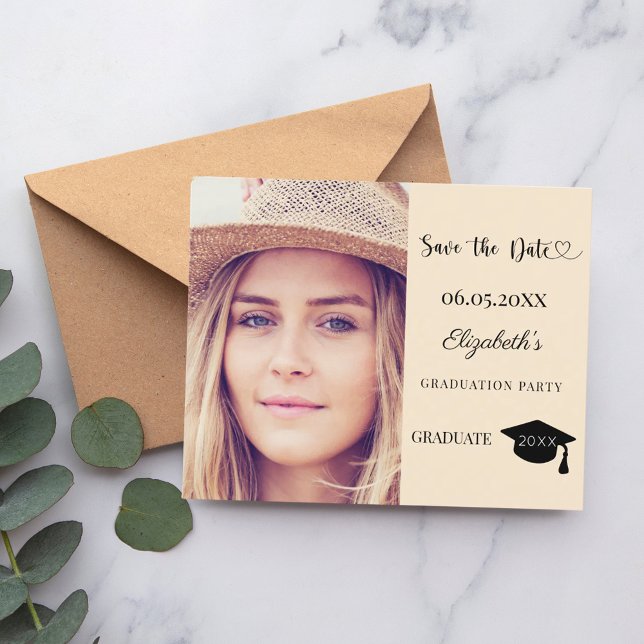 Prospectus 11,4 Cm X 14,2 Cm Graduation Party champagne modern Save the Date (Créateur téléchargé)