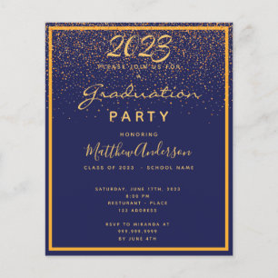 Prospectus 11,4 Cm X 14,2 Cm Graduation party or bleu 2023 invitation budgétair
