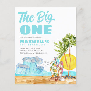 Prospectus 11,4 Cm X 14,2 Cm Grand One Tropical Beach 1er Surf Anniversaire