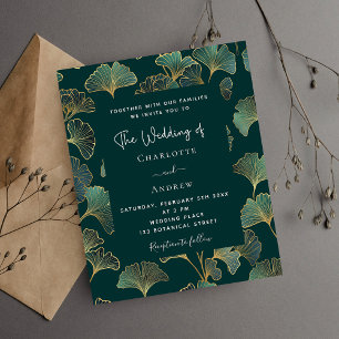 Prospectus 11,4 Cm X 14,2 Cm Greenery ginkgo faire-part de mariage budgétaire f