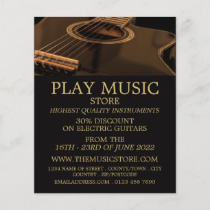 Prospectus 11,4 Cm X 14,2 Cm Guitare noire, boutique d'instruments de musique