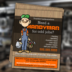 Prospectus 11,4 Cm X 14,2 Cm Handyman Odd Emploie Carpenter Plumber Peintre.