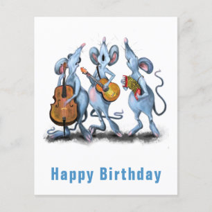 Prospectus 11,4 Cm X 14,2 Cm Happy Mouse Music Band Fun Birthday Flyer