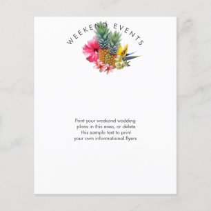 Prospectus 11,4 Cm X 14,2 Cm Hawaiian Theme Week-end Mariage Événements