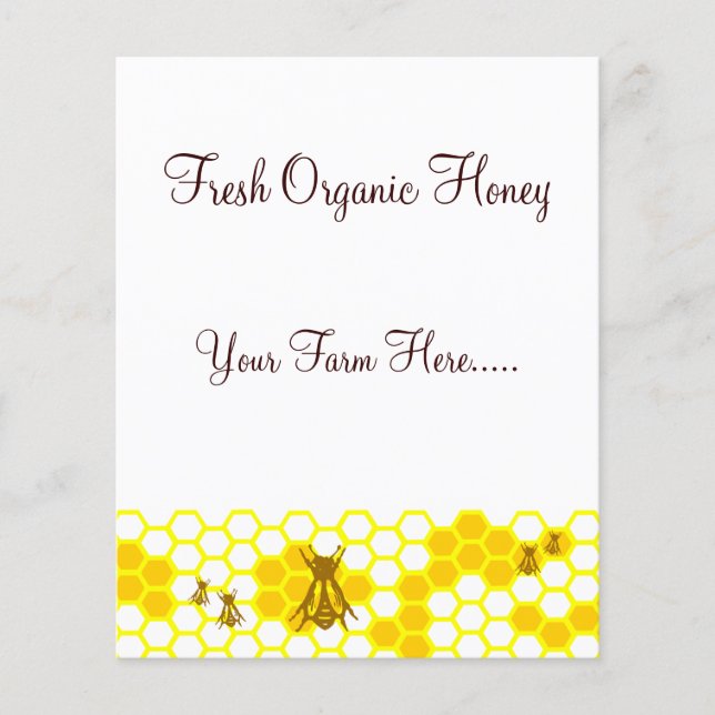 Prospectus 11,4 Cm X 14,2 Cm Honeybee Honey Tags personnalisés / Circulaire (Devant)
