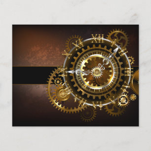 Prospectus 11,4 Cm X 14,2 Cm Horloge Steampunk avec des engrenages anciens
