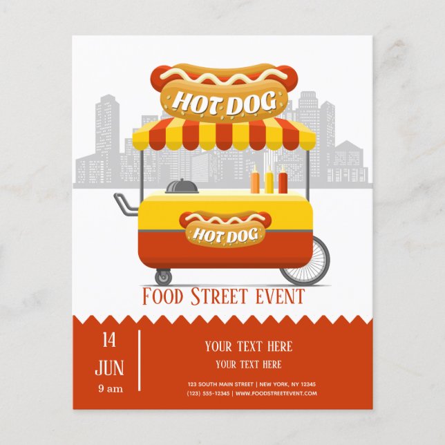 Prospectus 11,4 Cm X 14,2 Cm hotdog de rue alimentaire (Devant)