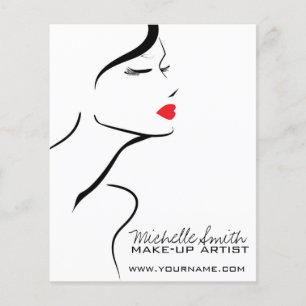 Prospectus 11,4 Cm X 14,2 Cm Icône maquillage Femme visage en noir blanc rouge 
