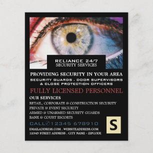 Prospectus 11,4 Cm X 14,2 Cm Image Eye Stylish, Publicité du personnel de sécur