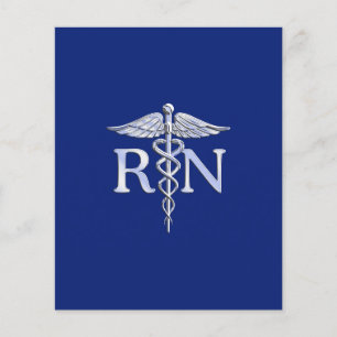 Prospectus 11,4 Cm X 14,2 Cm Infirmière autorisée RN Caduceus sur Navy Blue
