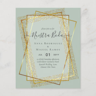 Prospectus 11,4 Cm X 14,2 Cm Invitaciones de Boda, Mariage espagnol GOLD Budget