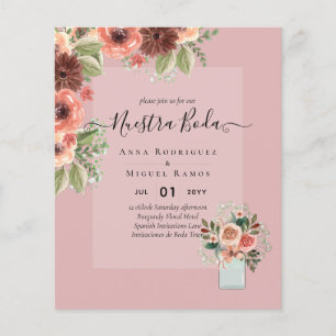 Prospectus 11,4 Cm X 14,2 Cm Invitaciones de Boda Pink Floral Mariage BUDGET