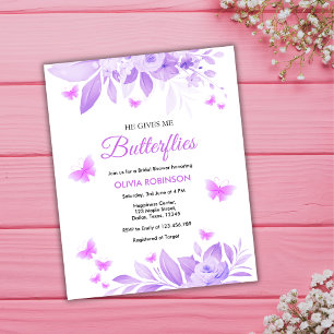 Prospectus 11,4 Cm X 14,2 Cm Invitation à la douche nuptiale à papillon violet